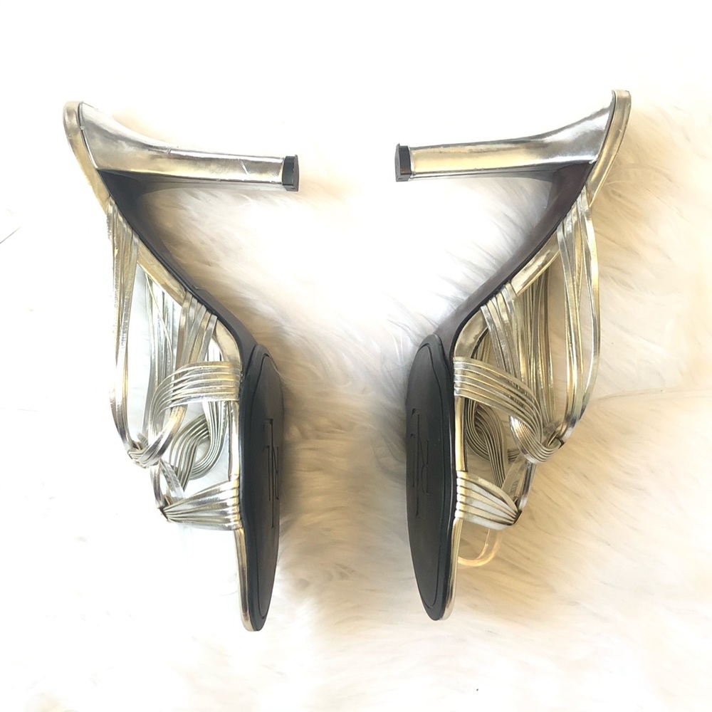 Ralph Lauren silver gold strappy heels 10